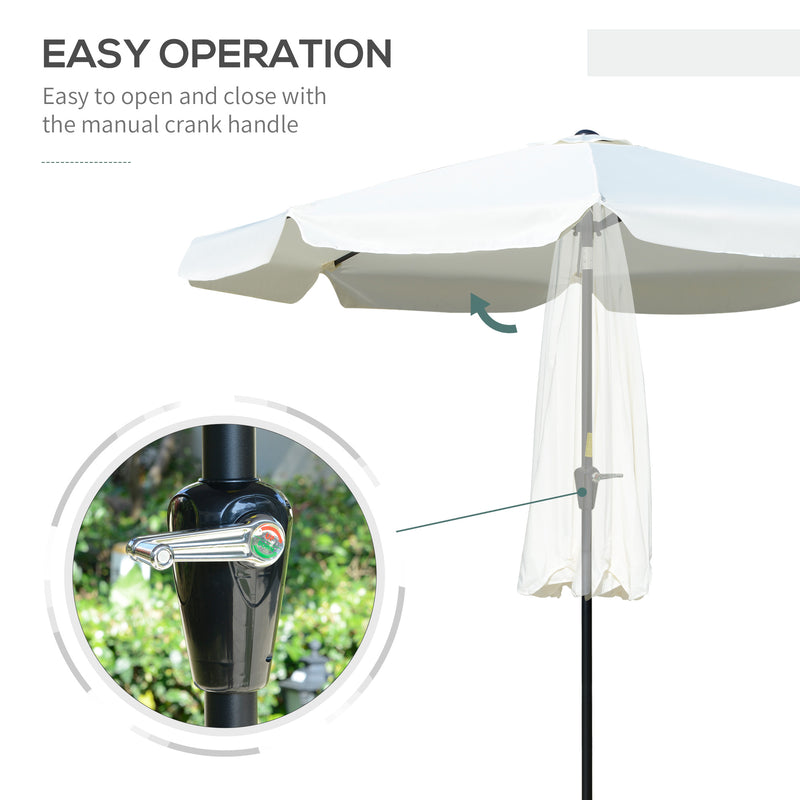 2.66m Patio Umbrella Garden Parasol Outdoor Sun Shade Table Umbrella with Ruffles, 8 Sturdy Ribs, Cream White