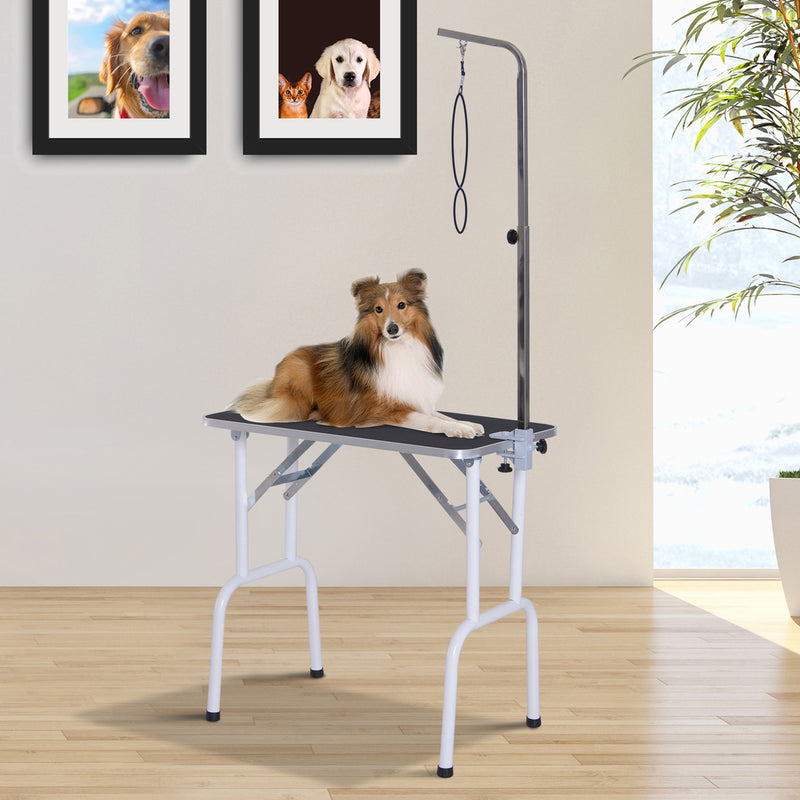 Folding Pet Grooming Table for Small Dogs with Adjustable Grooming Arm Max Load 30 KG, 81x48.5x80 cm
