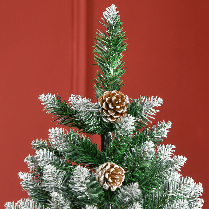 6 Foot Snow Artificial Christmas Tree with Realistic Branches, Pine Cone, for Indoor Decoration, Green White