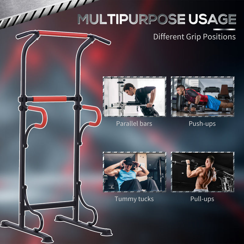 Steel Multi-Use Exercise Power Tower Pull Up Station Adjustable Height W/ Grips