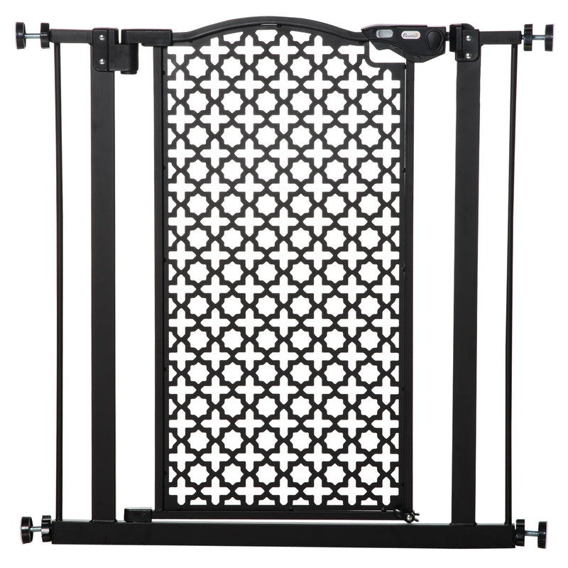 74-80 cm Pet Safety Gate Barrier Stair Pressure Fit with Auto Close and Double Locking for Doorways, Hallways, Black