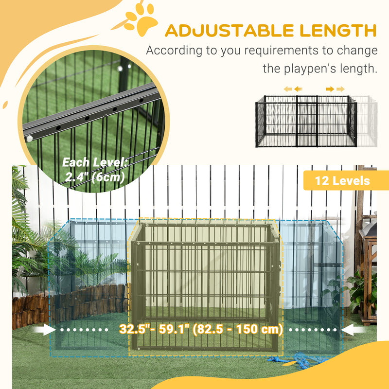 82.5-150 cm x 61 cm Heavy Duty Pet Playpen, 6 Panel Exercise Pen for Dogs, Adjustable Length, Indoor Outdoor, Small Sized Dogs
