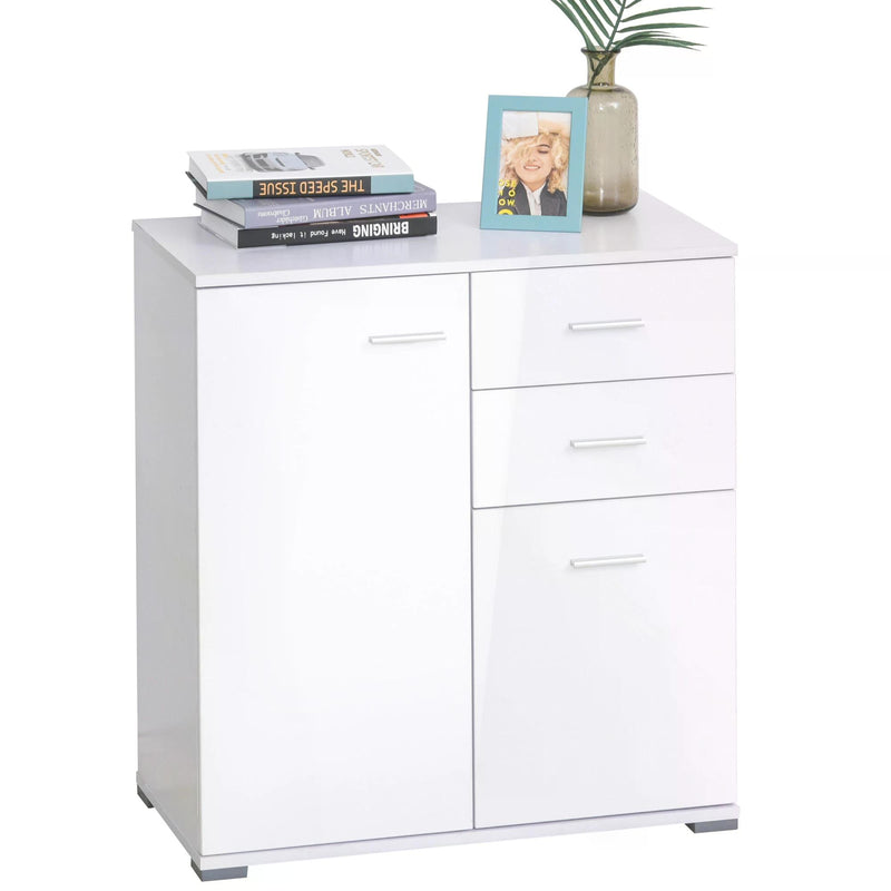 High Gloss Side Cabinet, size 71x35x76 cm-White