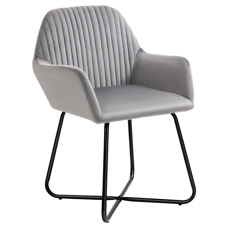 Modern Arm Chair Upholstered Accent Chair with Metal Base for Living Room Grey