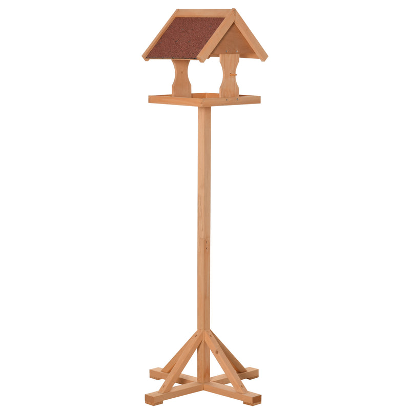 Wooden Bird Feeder Table Freestanding with Weather Resistant Roof Cross-shaped Support Feet for Backyard Pre-cut 55 x 55 x 144cm Natural