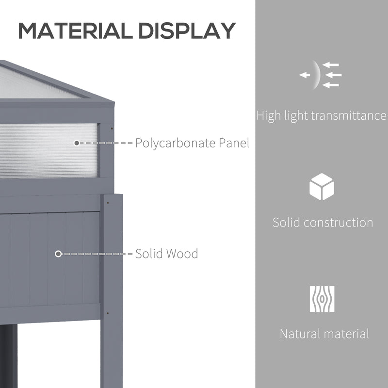 Raised Garden Bed 2-IN-1 Wood Cold Frame Greenhouse with Elevated Garden Box, Openable Top for Flowers, Vegetables, Plants, Grey