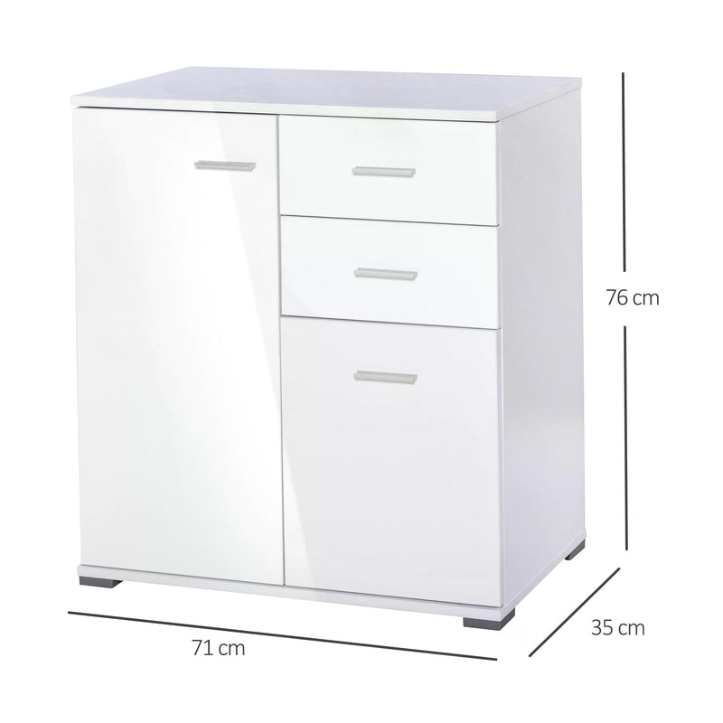 High Gloss Side Cabinet, size 71x35x76 cm-White