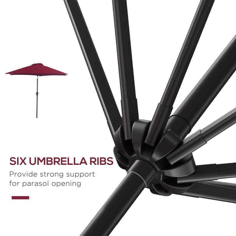 2.7M Tilting Parasol Sun Parasol Outdoor Garden Umbrellas Sun Shade Aluminium Frame with Crank（Wine Red）