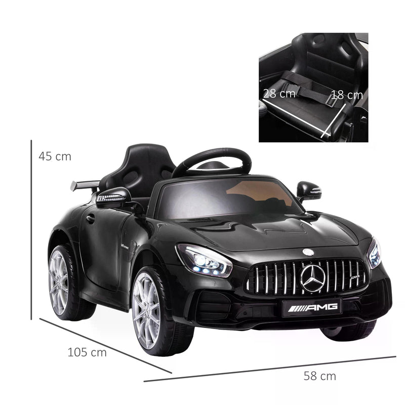 Compatible 12V Battery-powered 2 Motors Kids Electric Ride On Car GTR Toy with Parental Remote Control Music Lights MP3 for 3-5 Years Old Black