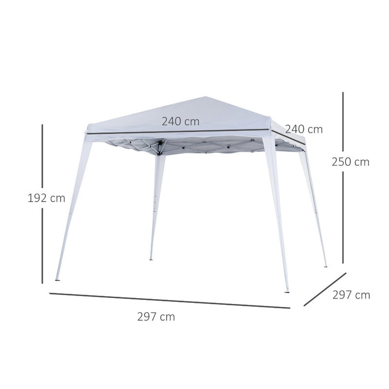 3 x 3 m Canopy Tent Slant Leg Pop Up Gazebo w/ Carry Bag, Height Adjustable Party Tent Instant Event Shelter for Garden, Patio, White