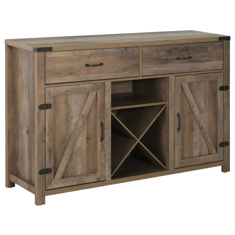 Freestanding Rustic Style Side Cabinet Multi-Storage w/ 2 Drawers&Cupboards Home Dining Furniture Bronze-Tone 140L x 39W x 58H cm