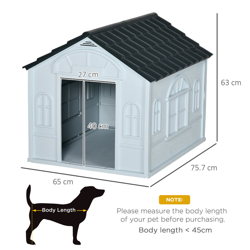 Plastic Weatherproof Dog House, Grey