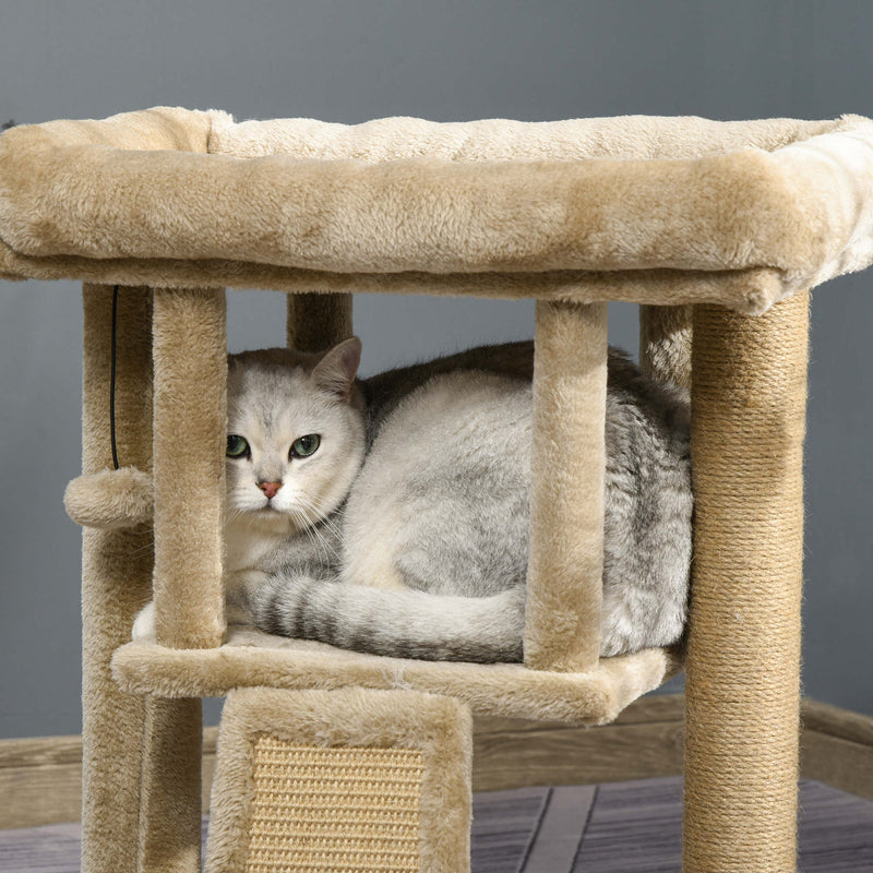 Cat tree Tower Climbing Activity Center Kitten Furniture with Jute Scratching Pad Ball Toy Condo Perch Bed Post 40 x 40 x 57cm Coffee