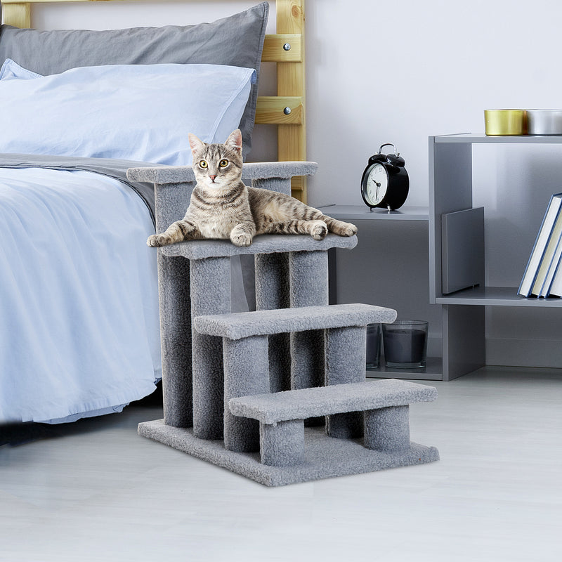 Pet Stair Pet Steps for Bed Cat Little Older Animal Climb Ladder Portable Pet Access Assistance 63.5x43x60cm Grey