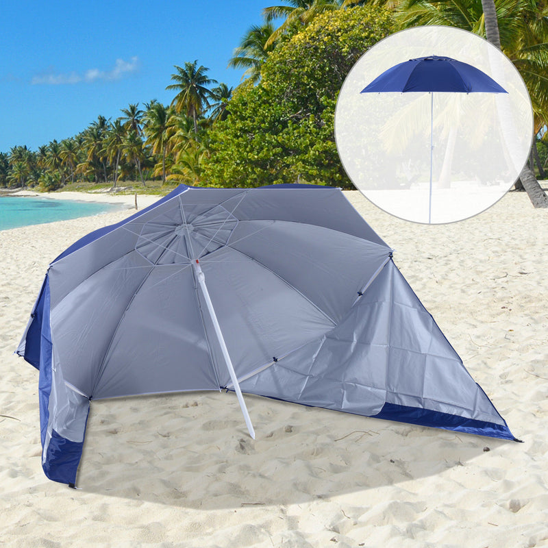 2m Beach Sport Umbrella Parasol-Coated Blue Polyester/Steel