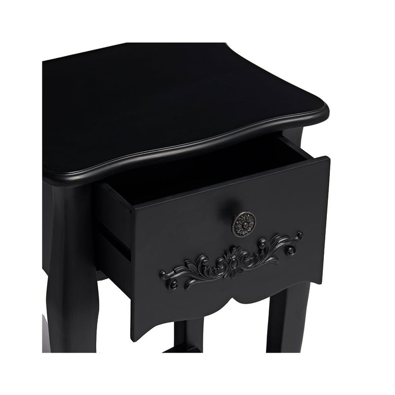 Antoinette 1 Drawer Night Stand Black - Bedzy UK modern and affordable home furniture England