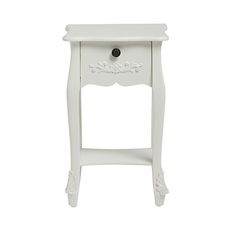 Antoinette 1 Drawer Night Stand White - Bedzy Limited Cheap affordable beds united kingdom england bedroom furniture