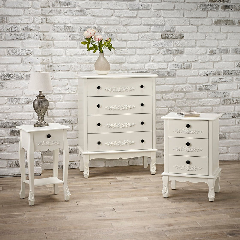 Antoinette 3 Drawer Chest White - Bedzy Limited Cheap affordable beds united kingdom england bedroom furniture