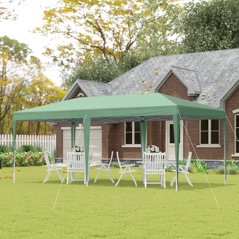 Pop Up Gazebo, Double Roof Foldable Canopy Tent, Wedding Awning Canopy w/ Carrying Bag, 6 m x 3 m x 2.65 m, Green