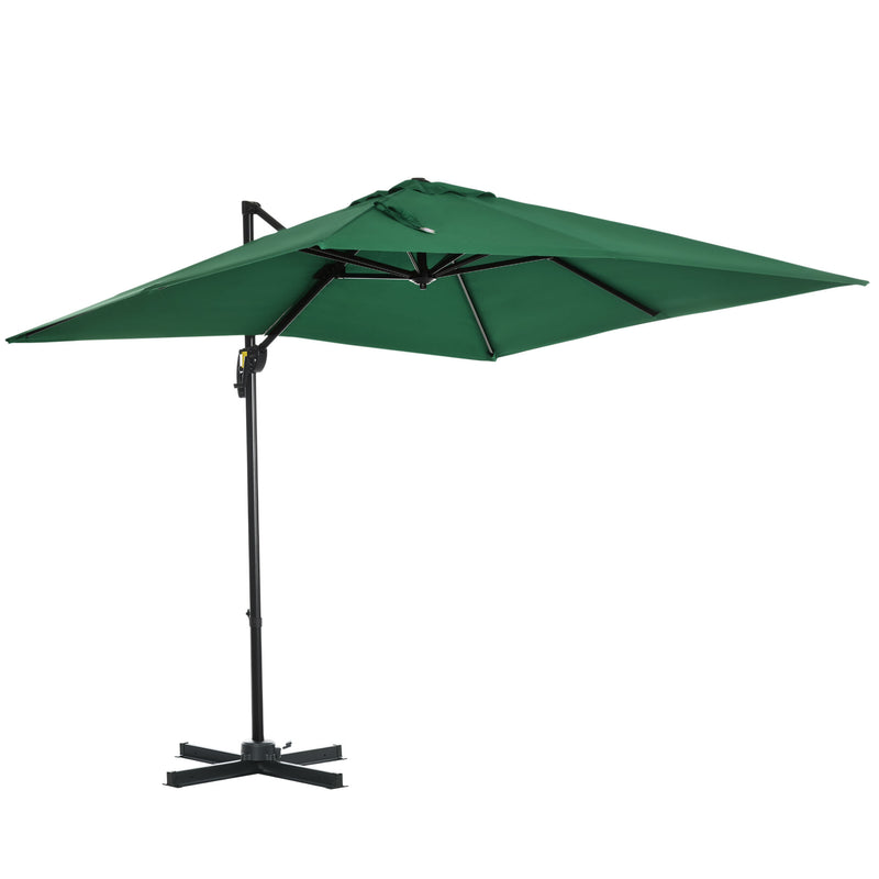 OutsunnySquare Outdoor Umbrella Parasol W/360° Rotation, 245Lx245Wx248H cm-Green