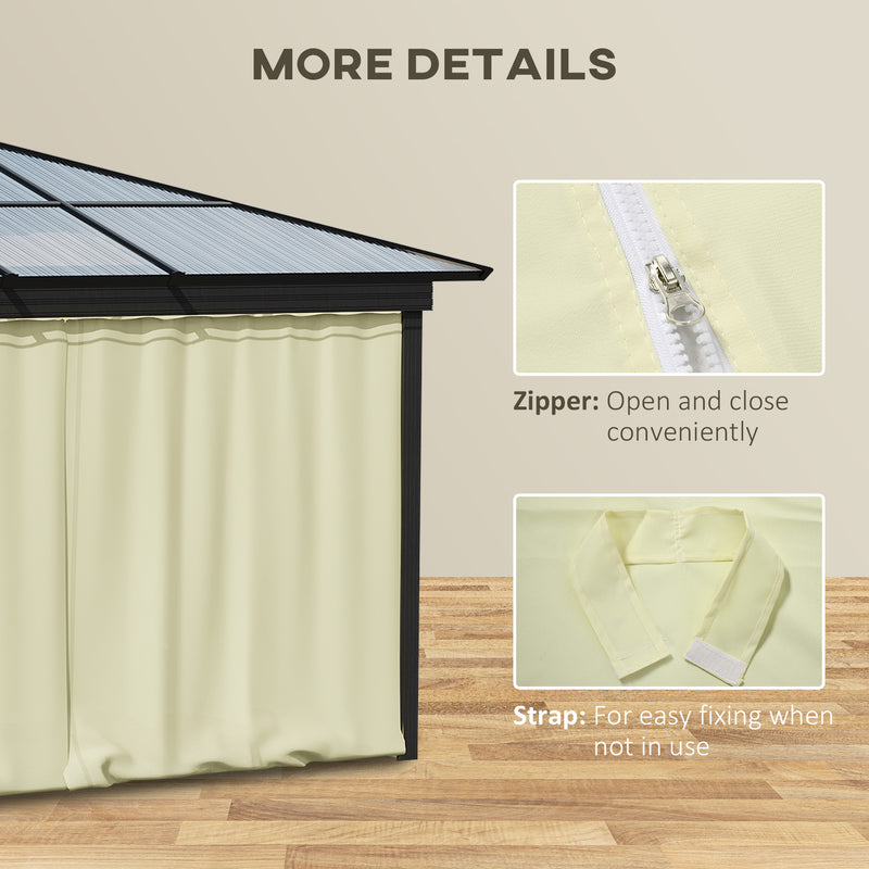 Replacement Gazebo Curtain 4-Panel Sidewalls with Zipper for 3 x 3 (M) Yard Gazebos Canopy Tent Beige