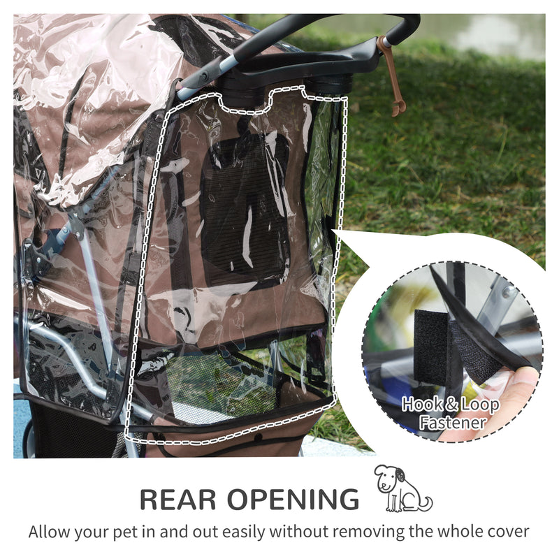 Dog Stroller with Cover for Small Miniature Dogs, Folding Cat Pram Dog Pushchair with Cup Holder, Storage Basket, Reflective Strips, Brown