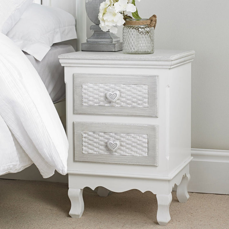 Brittany 2 Drawer Bedside White - Grey - Bedzy UK modern and affordable home furniture England