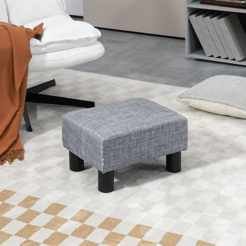 Linen Fabric Footstool Ottoman Cube with 4 Plastic Legs