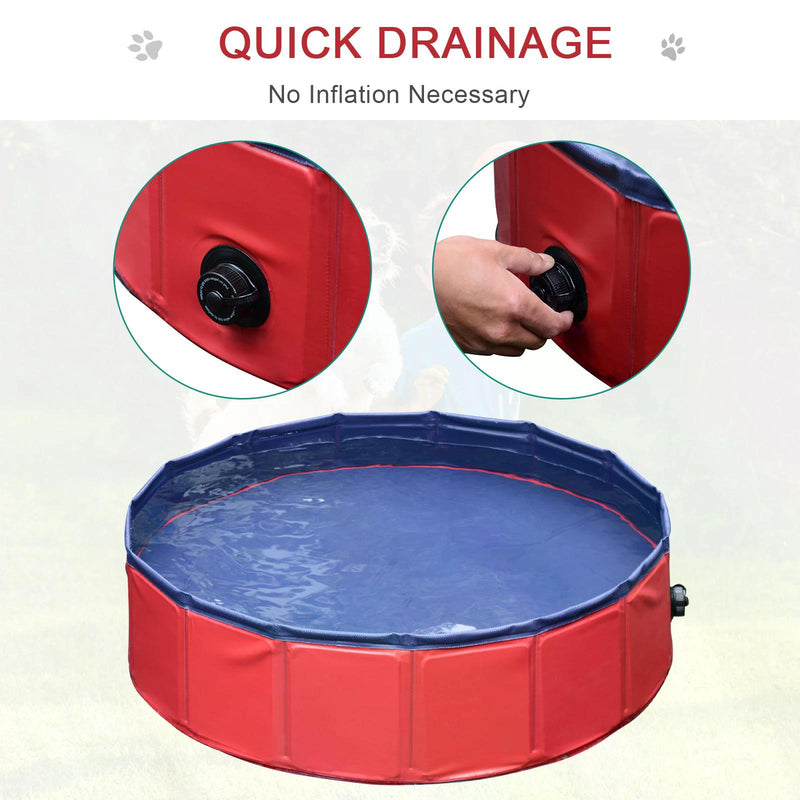 Pet Swimming Pool, Foldable, 80 cm Diameter-Red