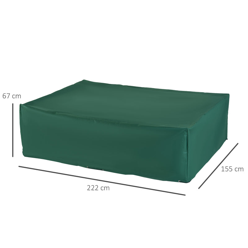 UV Rain Protective Rattan Furniture Cover Outdoor Garden Rectangular Furniture Cover Table Chair Sofa Shelter Waterproof 222x155x67cm, Green