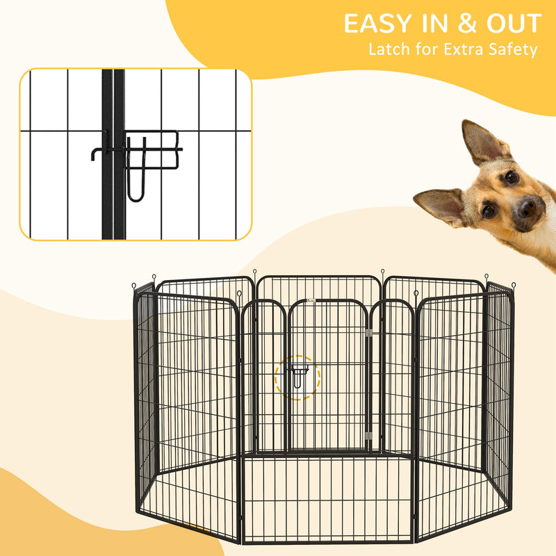 Heavy Duty 8 Panel Dog Play Pen Pet Playpen for Puppy Rabbit Enclosure Foldable Indoor Outdoor 80 x 100 cm