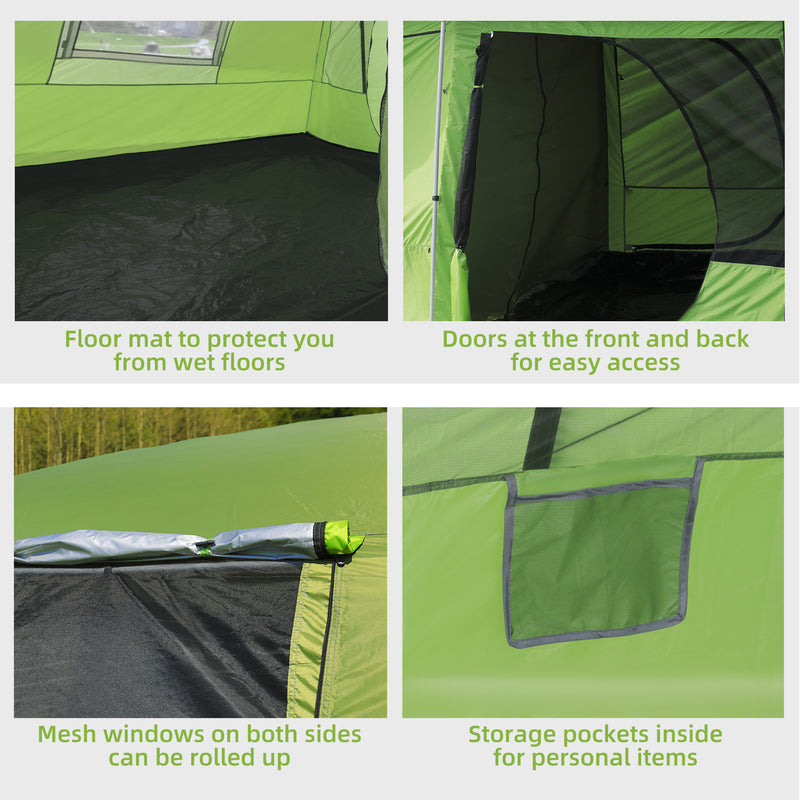 Two Room Dome Tent w/ Porch for 4-8 Man, Camping Backpacking Shelter w/ Mesh Windows, Zipped Doors, Lamp Hook & Portable Carry Bag