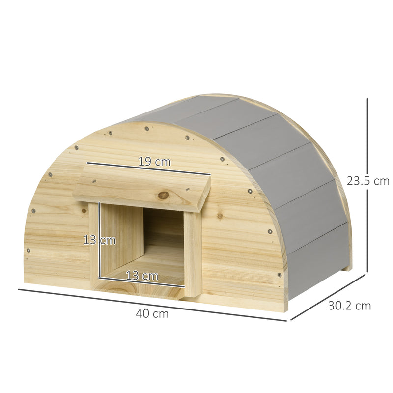 Wooden Hedgehog House Outdoor, Small Animal Shelter Hibernation Home, with 2 Doors, for Garden, 40 x 30.2 x 23.5 cm, Natural