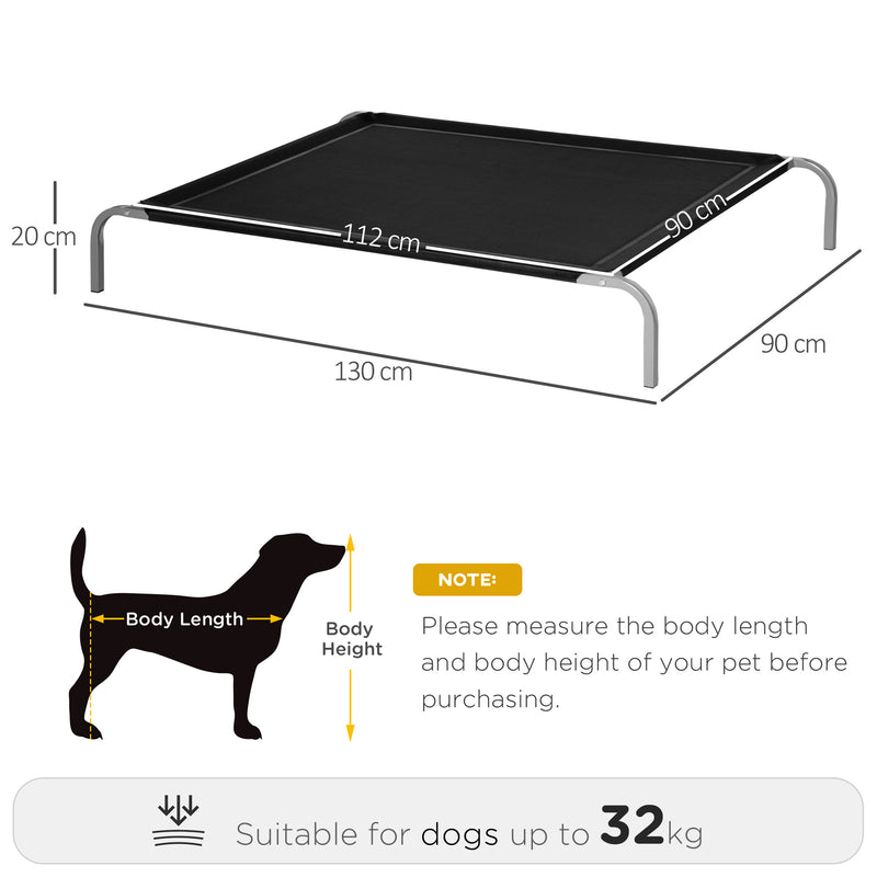 Elevated Pet Bed Cooling Raised Cot-Style Bed for Large Sized Dogs with Non-slip Pads Steel Frame Breathable Mesh Fabric, 130 x 90 x 20 cm