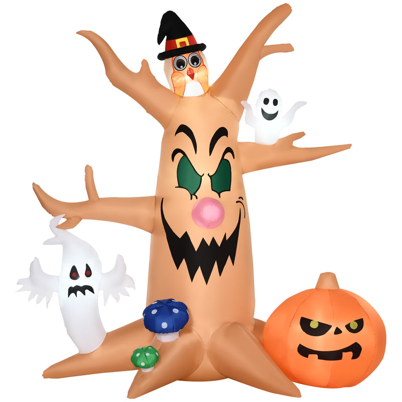 8ft Inflatable Halloween Haunted Tree with Jack-o-lantern, Ghosts and Owl Blow-Up Outdoor LED Display