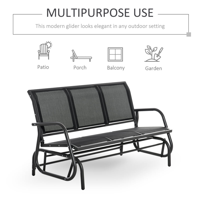 3-Seat Glider Rocking Chair for 3 People Garden Bench Patio Furniture Metal Frame