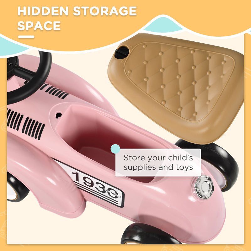Foot To Floor Slider for Toddlers with Under Seat Storage Ride on Sliding Car with Horn Aged 12-36 Months Pink