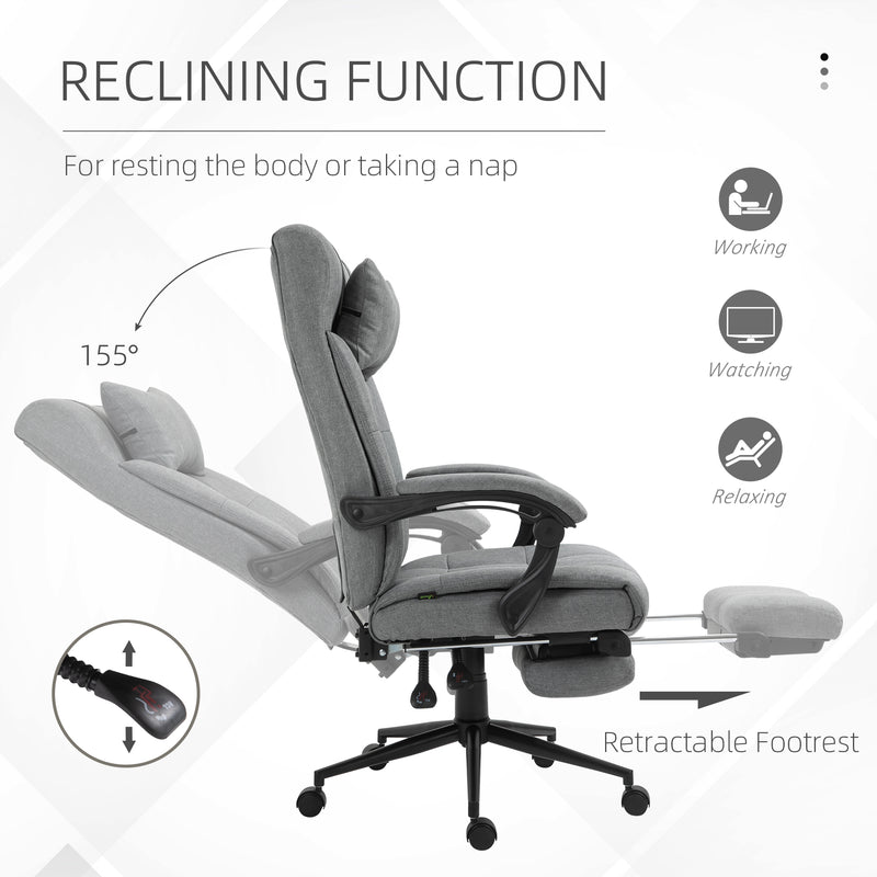 Office Chair with Footrest Ergonomic Office Chair with Armrests Lumber Support and Headrest Light Grey