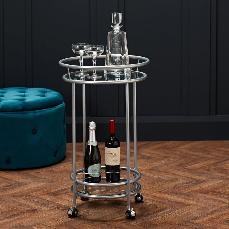 Collins Drinks Trolley Silver - Bedzy UK modern and affordable home furniture England