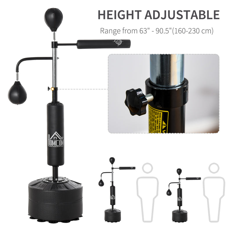 3-in-1 Boxing Punching Bag Stand with 2 Speedballs, 360° Relax Bar, & PU-Wrapped Bag & Adjustable Height