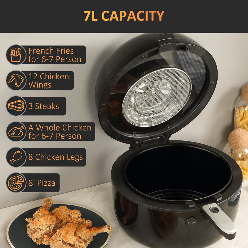 7L Digital Air Fryer Oven with Air Fry, Roast, Broil, Bake, Dehydrate, 7 Presets, Rapid Air Circulation, 60-Minute Timer and Non-stick Basket