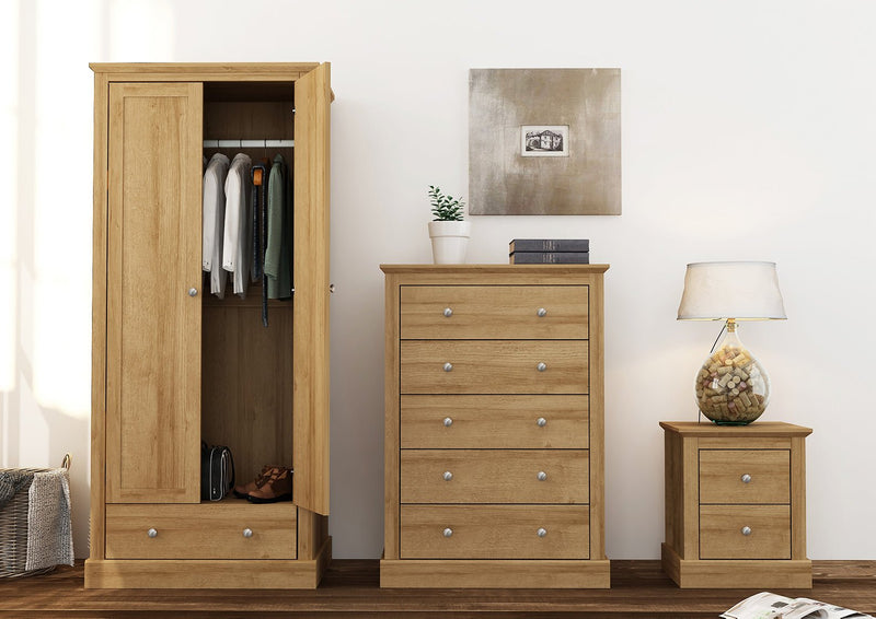 Devon 5 Drawer Chest Oak - Bedzy Limited Cheap affordable beds united kingdom england bedroom furniture