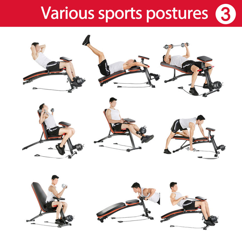 Foldable Adjustable Dumbbell Weight Lifting Sit Up Ab Bench Home Training Gym Incline Flat Multiuse Workout Exercise Fitness