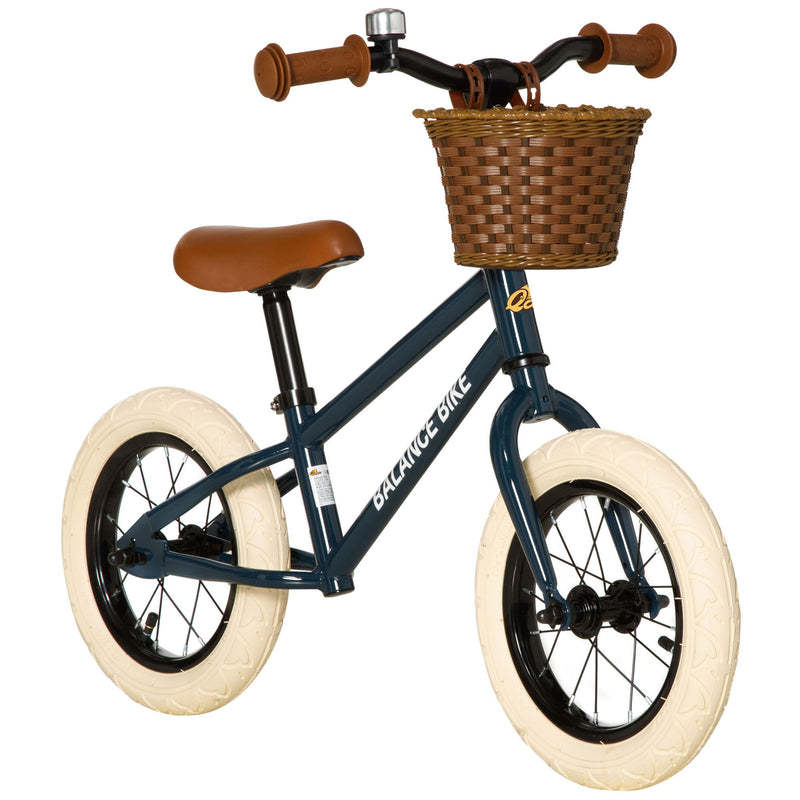 Balance Bike for Kids Toddler No Pedal Bikes Training Bicycle for 3-6 Year Old Boys Girls with Adjustable Handlebars Basket Bell, Blue