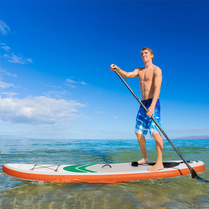 10'6" x 30" x 6" Inflatable Non-Slip Paddle Stand Up Board w/ Adjustable Aluminium Paddle, ISUP Accessories, 320L x 76W x 15H cm - White