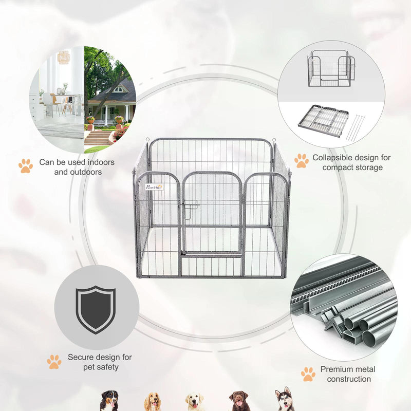 Heavy Duty Dog Kennel Large Dog Kennel Square Metal Foldable Kennel Dog Pen Grey