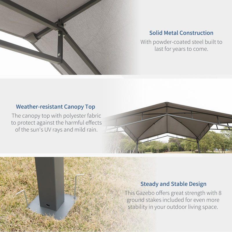 3x3(m) Outdoor Patio Gazebo Pavilion Canopy Tent Sunshade Steel Frame Grey