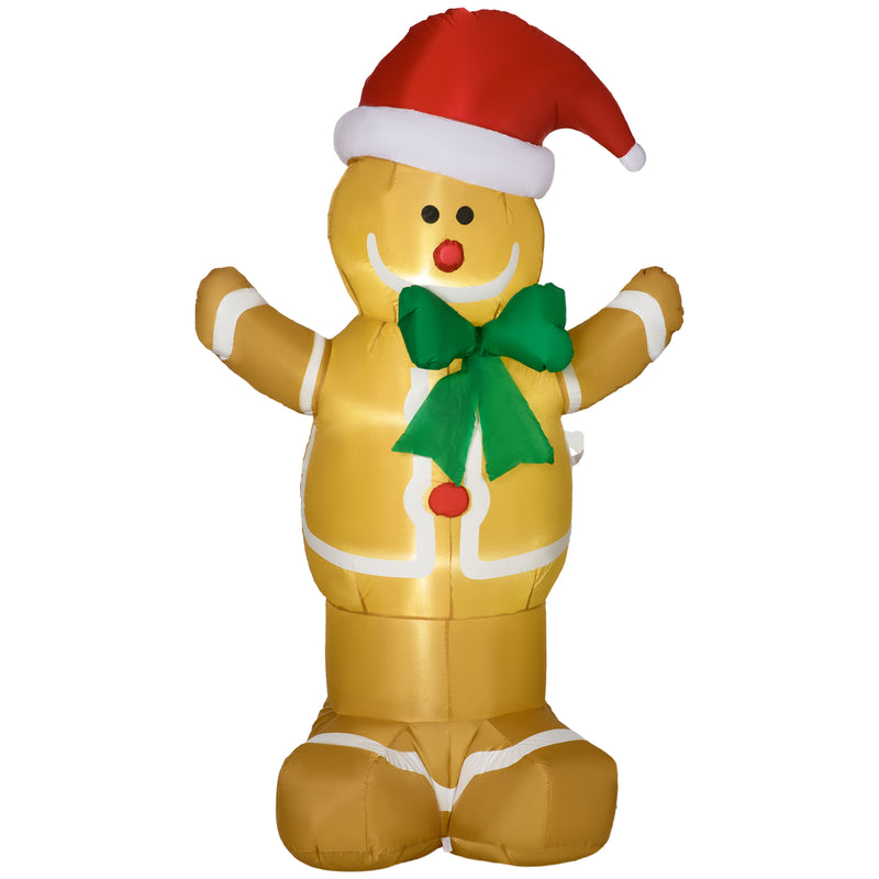 183cm Christmas Inflatable Gingerbread Man Holiday Yard Lawn Decoration with LED Lights, Indoor Outdoor Blow Up Decor