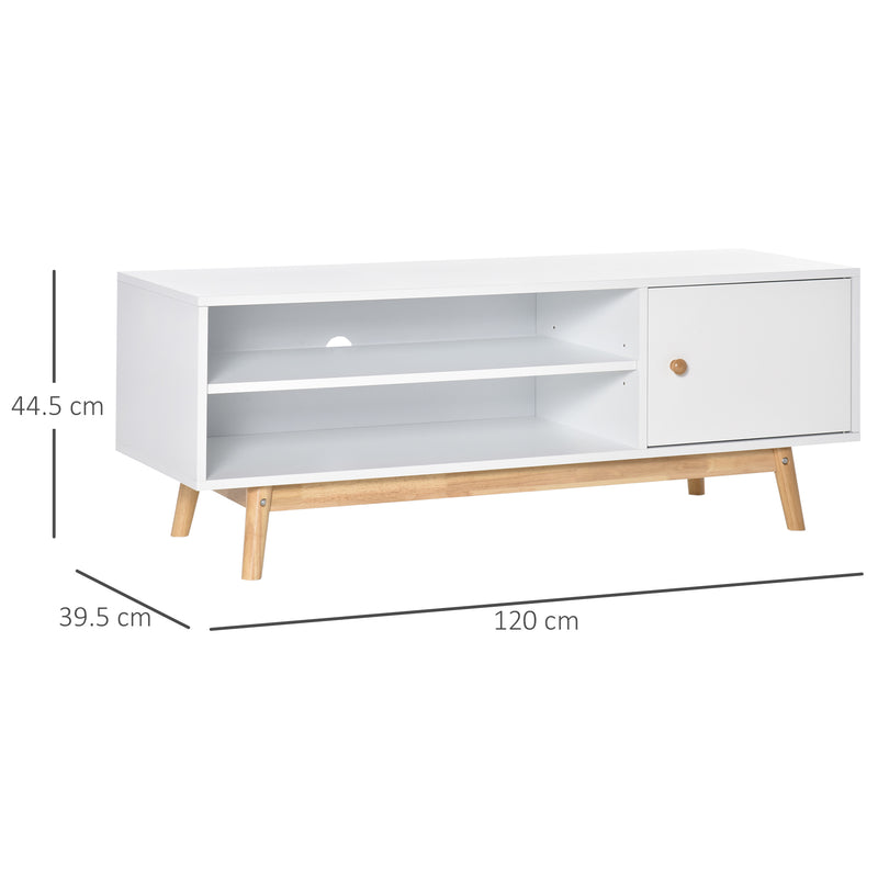 TV Cabinet Unit for TVs up to 50'' Flat Screen with Shelves and Door, Entertainment center for Living Room, Bedroom, White