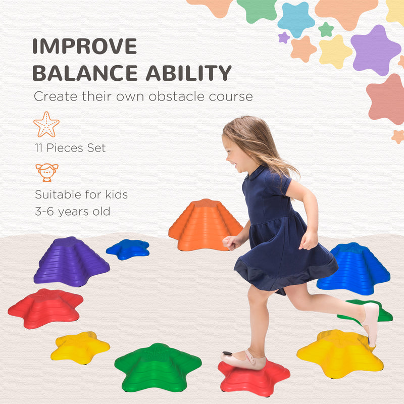11pcs Balance Stepping Stones for Kids Starfish Style Non-slip Obstacle Course Stackable Balance Blocks Encourage Toddler Balance